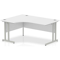 Impulse 1600mm Corner Desk, Left Hand, Silver Cantilever Leg, White