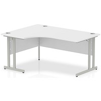 Impulse Corner Desk, Left Hand, 1600mm Wide, Silver Legs, White