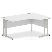 Impulse 1600mm Corner Desk, Right Hand, Silver Cantilever Leg, White