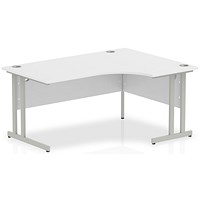 Impulse Corner Desk, Right Hand, 1600mm Wide, Silver Legs, White