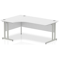 Impulse Corner Desk, Left Hand, 1800mm Wide, Silver Legs, White