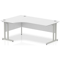 Impulse 1800mm Corner Desk, Left Hand, Silver Cantilever Leg, White