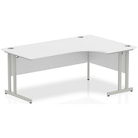 Impulse 1800mm Corner Desk, Right Hand, Silver Cantilever Leg, White