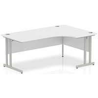 Impulse Corner Desk, Right Hand, 1800mm Wide, Silver Legs, White