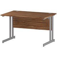 Impulse 1200mm Rectangular Desk, Silver Cantilever Leg, Walnut