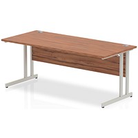 Impulse Rectangular Desk, 1800mm Wide, Silver Legs, Walnut
