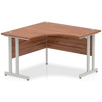 Impulse 1200mm Corner Desk, Silver Cantilever Leg, Walnut