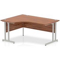 Impulse 1600mm Corner Desk, Left Hand, Silver Cantilever Leg, Walnut