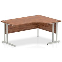 Impulse 1600mm Corner Desk, Right Hand, Silver Cantilever Leg, Walnut