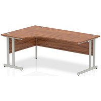 Impulse 1800mm Corner Desk, Left Hand, Silver Cantilever Leg, Walnut