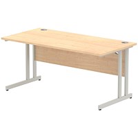 Impulse Rectangular Desk, 1600mm Wide, Silver Legs, Maple