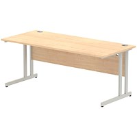 Impulse 1800mm Rectangular Desk, Silver Cantilever Leg, Maple