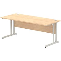 Impulse Rectangular Desk, 1800mm Wide, Silver Legs, Maple