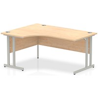 Impulse Corner Desk, Left Hand, 1600mm Wide, Silver Legs, Maple