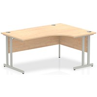 Impulse Corner Desk, Right Hand, 1600mm Wide, Silver Legs, Maple