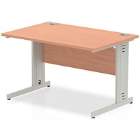 Impulse Plus Rectangular Desk, 1200mm Wide, Silver Cable Managed Legs, Beech