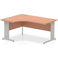 Impulse 1600mm Corner Desk, Left Hand, Silver Cable Managed Leg, Beech