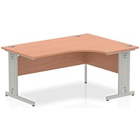 Impulse Plus Corner Desk, Right Hand, 1600mm Wide, Silver Cable Managed Legs, Beech