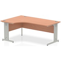 Impulse 1800mm Corner Desk, Left Hand, Silver Cable Managed Leg, Beech