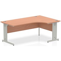 Impulse Plus Corner Desk, Right Hand, 1800mm Wide, Silver Cable Managed Legs, Beech