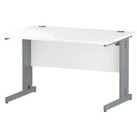 Impulse 1200mm Rectangular Desk, Silver Cable Managed Leg, White