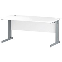 Impulse Plus Rectangular Desk, 1600mm Wide, Silver Cable Managed Legs, White