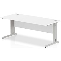 Impulse Plus Rectangular Desk, 1800mm Wide, Silver Cable Managed Legs, White