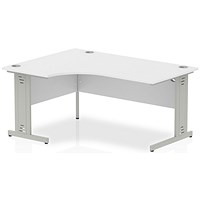 Impulse 1600mm Corner Desk, Left Hand, Silver Cable Managed Leg, White