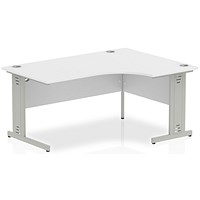 Impulse 1600mm Corner Desk, Right Hand, Silver Cable Managed Leg, White