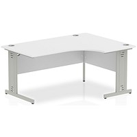 Impulse Plus Corner Desk, Right Hand, 1600mm Wide, Silver Cable Managed Legs, White