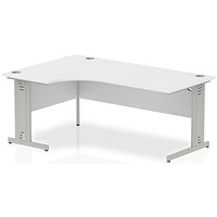 Impulse 1800mm Corner Desk, Left Hand, Silver Cable Managed Leg, White