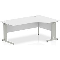 Impulse 1800mm Corner Desk, Right Hand, Silver Cable Managed Leg, White