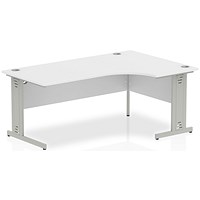 Impulse Plus Corner Desk, Right Hand, 1800mm Wide, Silver Cable Managed Legs, White