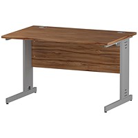 Impulse 1200mm Rectangular Desk, Silver Cable Managed Leg, Walnut