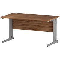 Impulse Plus Rectangular Desk, 1400mm Wide, Silver Cable Managed Legs, Walnut