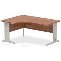 Impulse 1600mm Corner Desk, Left Hand, Silver Cable Managed Leg, Walnut