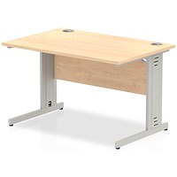 Impulse Plus Rectangular Desk, 1200mm Wide, Silver Cable Managed Legs, Maple