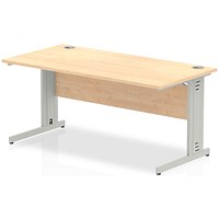 Impulse Plus Rectangular Desk, 1600mm Wide, Silver Cable Managed Legs, Maple