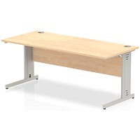 Impulse Plus Rectangular Desk, 1800mm Wide, Silver Cable Managed Legs, Maple