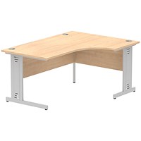 Impulse Plus Corner Desk, Left Hand, 1600mm Wide, Silver Cable Managed Legs, Maple