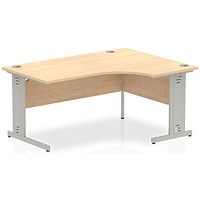 Impulse Plus Corner Desk, Right Hand, 1600mm Wide, Silver Cable Managed Legs, Maple