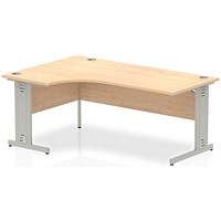 Impulse 1800mm Corner Desk, Left Hand, Silver Cable Managed Leg, Maple