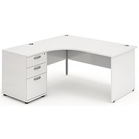 Impulse Panel End Corner Desk with 600mm Pedestal, Left Hand, 1800mm Wide, White
