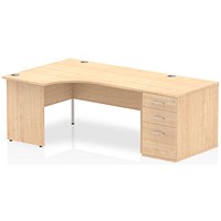 Impulse 1600mm Corner Desk with 800mm Desk High Pedestal, Left Hand, Panel End Leg, Maple