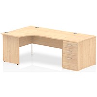 Impulse Panel End Corner Desk with 800mm Pedestal, Left Hand, 1600mm Wide, Maple