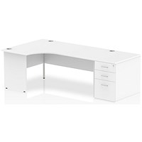 Impulse 1800mm Corner Desk with 800mm Desk High Pedestal, Left Hand, Panel End Leg, White