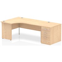 Impulse 1800mm Corner Desk with 800mm Desk High Pedestal, Left Hand, Panel End Leg, Maple