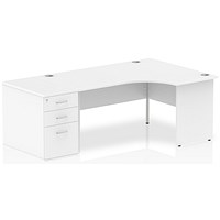 Impulse 1600mm Corner Desk with 800mm Desk High Pedestal, Right Hand, Panel End Leg, White