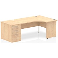 Impulse 1600mm Corner Desk with 800mm Desk High Pedestal, Right Hand, Panel End Leg, Maple