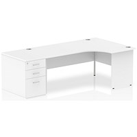 Impulse 1800mm Corner Desk with 800mm Desk High Pedestal, Right Hand, Panel End Leg, White
